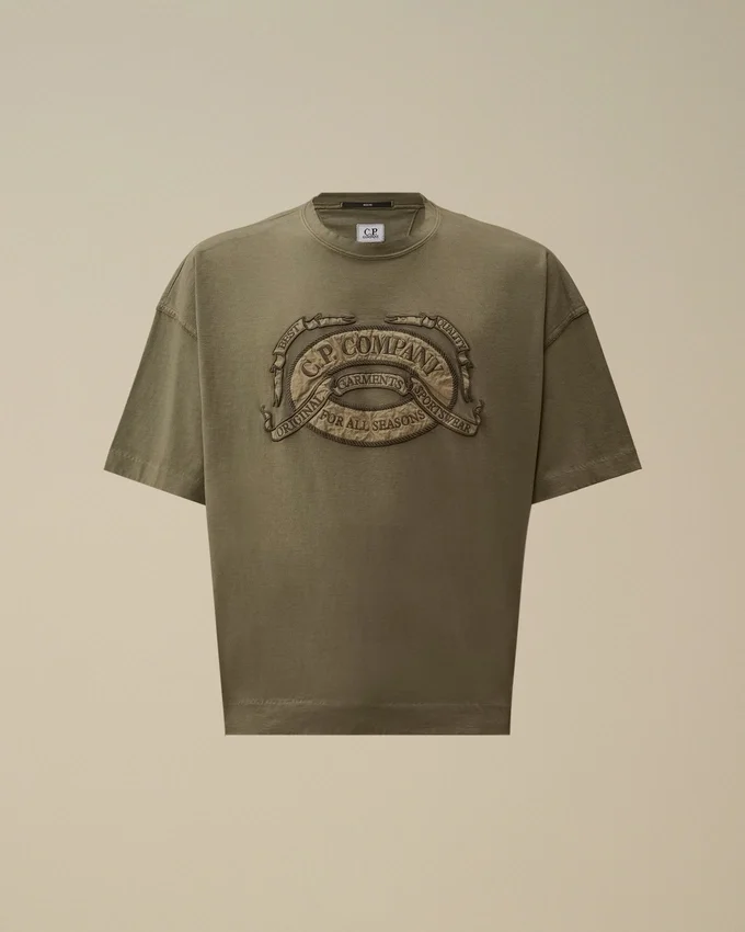 20/1 jersey overhemd met korte mouwen, boxy pasvorm en logo