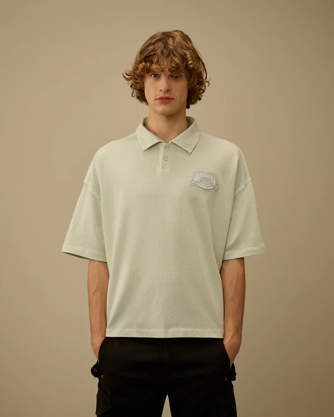 20/1 jersey polo met korte mouwen en boxy logo