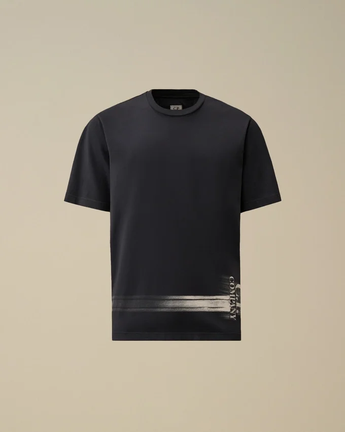 24/1 jersey overhemd met korte mouwen en logo onderaan