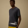 24/1 jersey overhemd met korte mouwen en logo onderaan