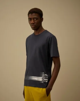24/1 jersey overhemd met korte mouwen en logo onderaan