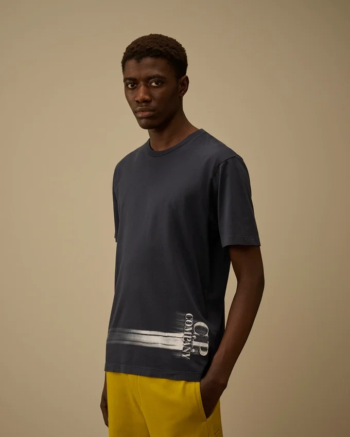 24/1 jersey overhemd met korte mouwen en logo onderaan