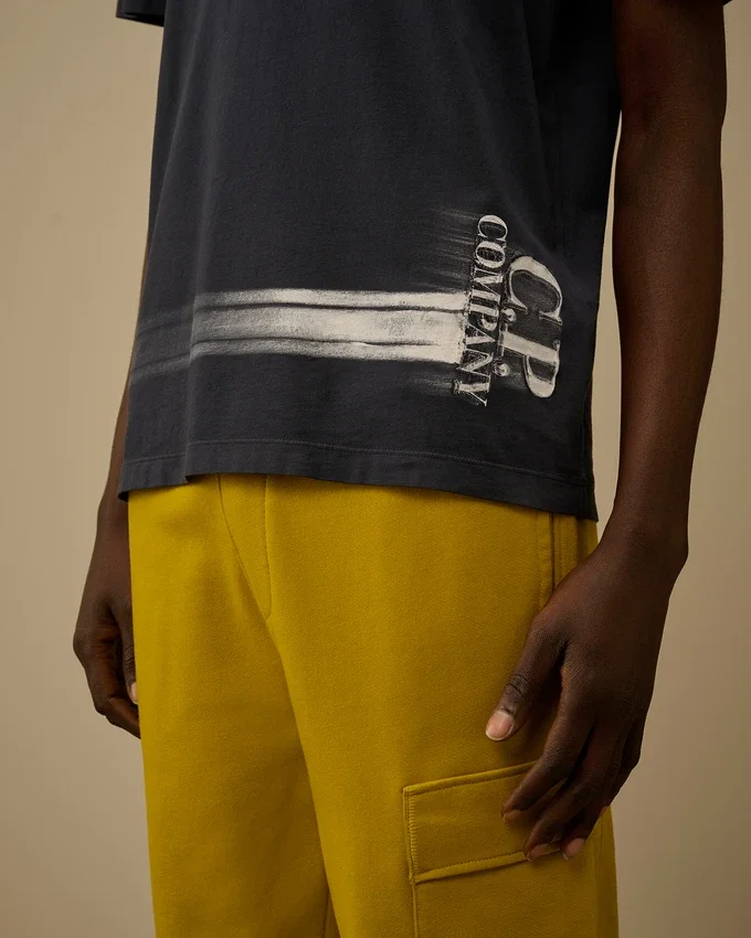 24/1 jersey overhemd met korte mouwen en logo onderaan