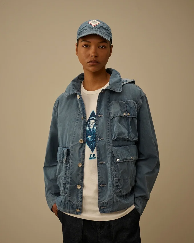 50 Fili Indigo gebleichte Goggle Jacket