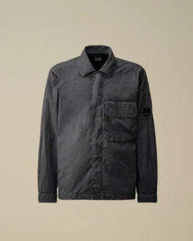 50 Fili Wax overshirt met rits en Lens-detail