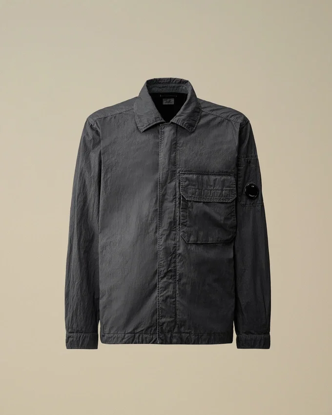 50 Fili Wax overshirt met rits en Lens-detail