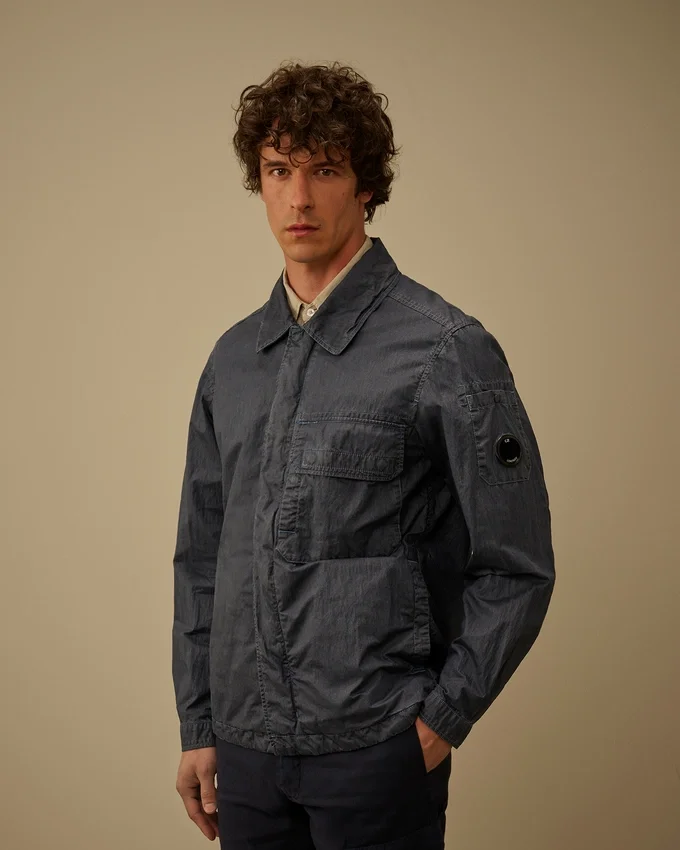 50 Fili Wax overshirt met rits en Lens-detail