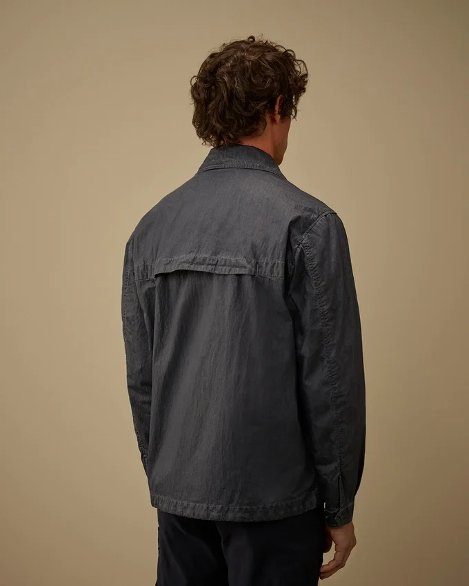50 Fili Wax overshirt met rits en Lens-detail