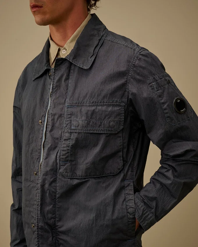 50 Fili Wax overshirt met rits en Lens-detail