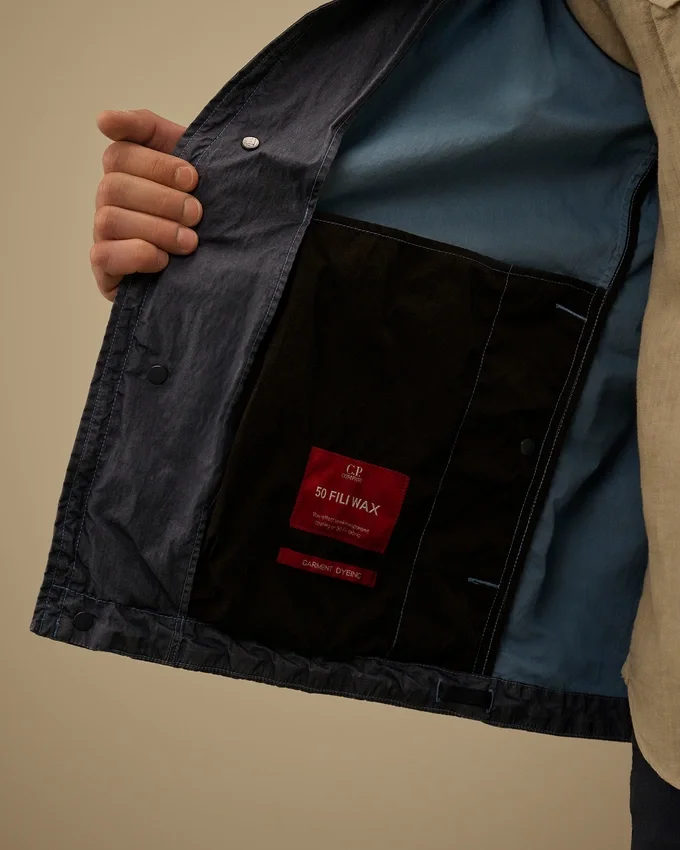 50 Fili Wax overshirt met rits en Lens-detail