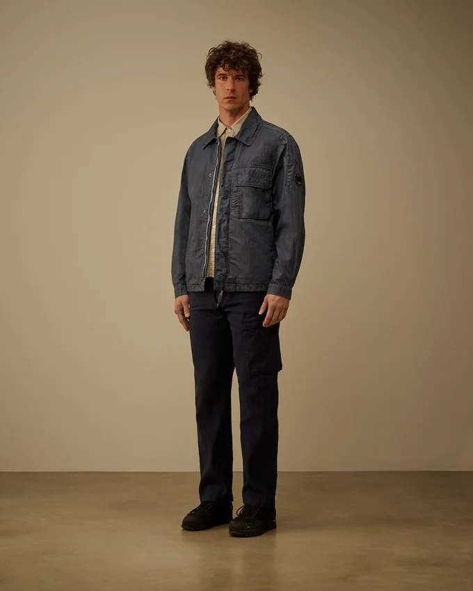50 Fili Wax overshirt met rits en Lens-detail
