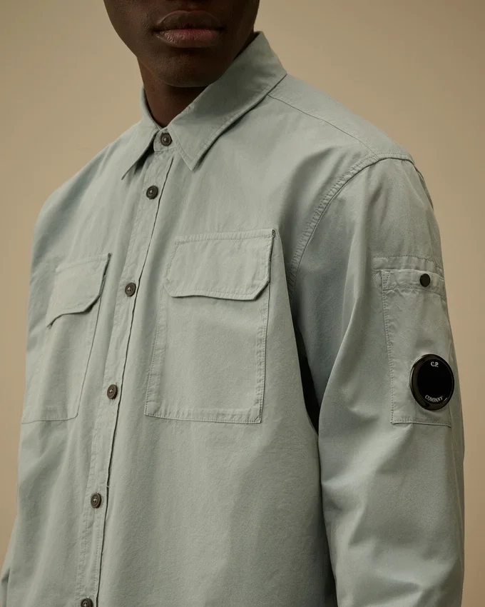 Biologisch gabardine overhemd met lange mouwen met Lens