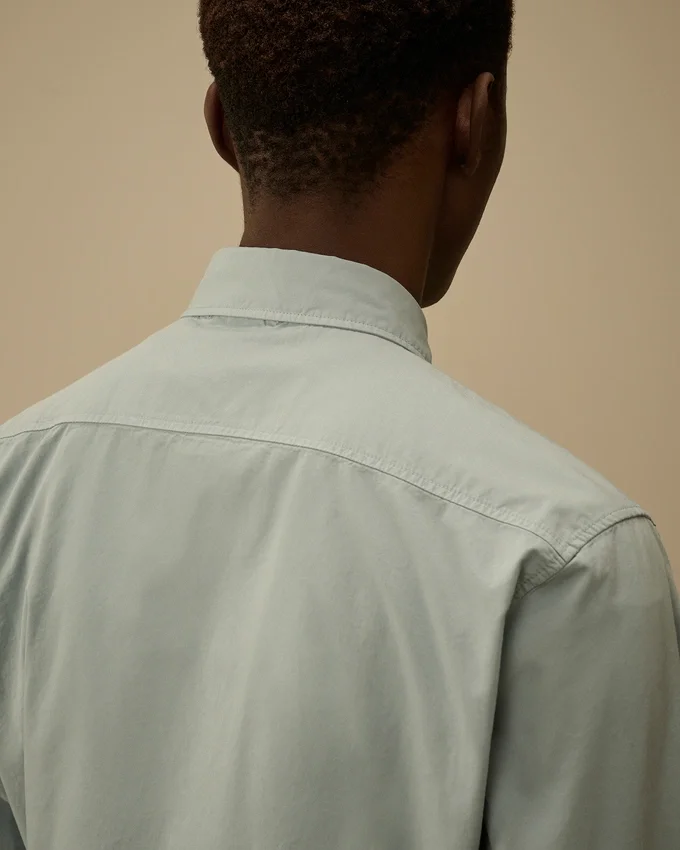 Biologisch gabardine overhemd met lange mouwen met Lens