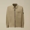 Biologisch gabardine overhemd met rits en Lens-detail