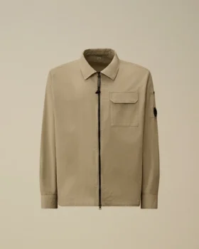Biologisch gabardine overhemd met rits en Lens-detail