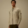 Biologisch gabardine overhemd met rits en Lens-detail