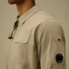 Biologisch gabardine overhemd met rits en Lens-detail