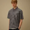 Chambray-overhemd met korte mouwen en knopen