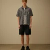 Chambray-overhemd met korte mouwen en knopen