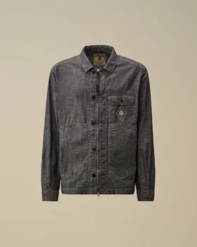 Chambray-overhemd met lange mouwen en ritssluiting