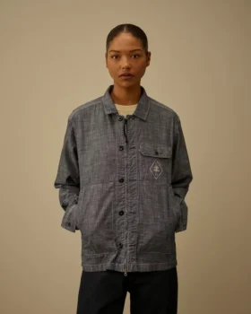 Chambray-overhemd met lange mouwen en ritssluiting