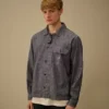 Chambray-overhemd met lange mouwen en ritssluiting