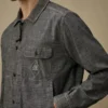 Chambray-overhemd met lange mouwen en ritssluiting