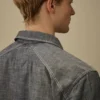Chambray-overhemd met lange mouwen en ritssluiting