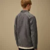 Chambray-overhemd met lange mouwen en ritssluiting