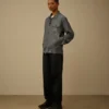 Chambray-overhemd met lange mouwen en ritssluiting