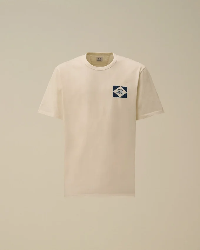 Compact 20/1 jersey T-shirt met korte mouwen en logo