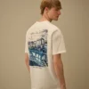 Compact 20/1 jersey T-shirt met korte mouwen en logo