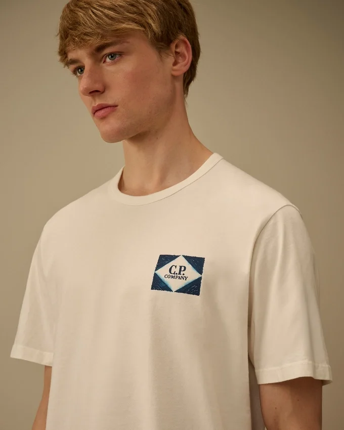 Compact 20/1 jersey T-shirt met korte mouwen en logo