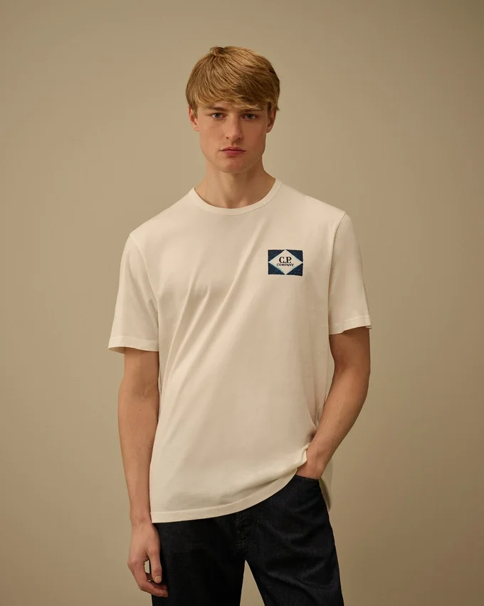 Compact 20/1 jersey T-shirt met korte mouwen en logo
