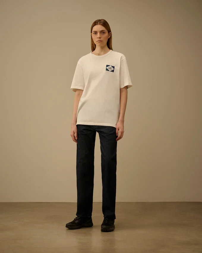 Compact 20/1 jersey T-shirt met korte mouwen en logo