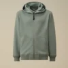 Diagonaal geribbeld fleece-Sweatshirt met capuchon en rits