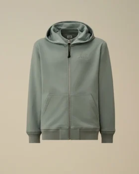 Diagonaal geribbeld fleece-Sweatshirt met capuchon en rits