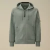 Diagonaal geribbeld fleece sweatshirt met capuchon en rits