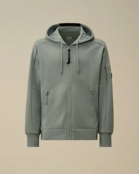 Diagonaal geribbeld fleece sweatshirt met capuchon en rits