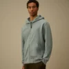 Diagonaal geribbeld fleece-Sweatshirt met capuchon en rits
