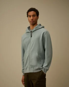 Diagonaal geribbeld fleece-Sweatshirt met capuchon en rits