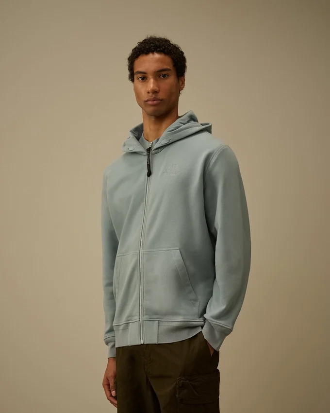 Diagonaal geribbeld fleece-Sweatshirt met capuchon en rits