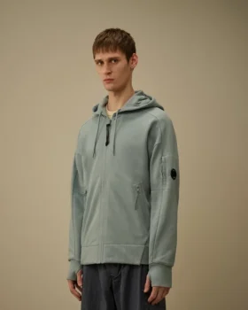 Diagonaal geribbeld fleece sweatshirt met capuchon en rits