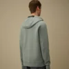 Diagonaal geribbeld fleece sweatshirt met capuchon en rits