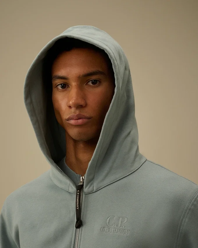 Diagonaal geribbeld fleece-Sweatshirt met capuchon en rits