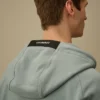 Diagonaal geribbeld fleece sweatshirt met capuchon en rits