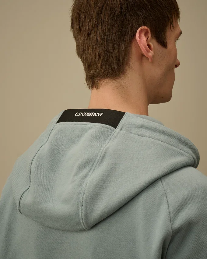 Diagonaal geribbeld fleece sweatshirt met capuchon en rits