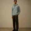 Diagonaal geribbeld fleece-Sweatshirt met capuchon en rits