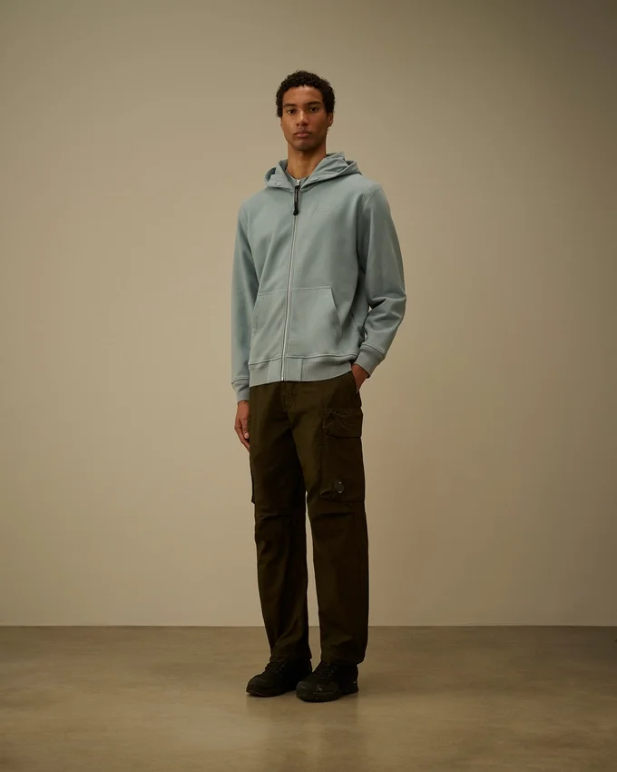 Diagonaal geribbeld fleece-Sweatshirt met capuchon en rits