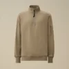 Diagonaal geribbeld fleece-Sweatshirt met halve rits en Lens-motief